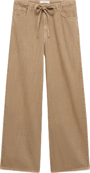 Women's Belted Wide Leg Denim Pants