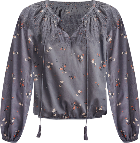 Women's Embroidered Smocked Peasant Top