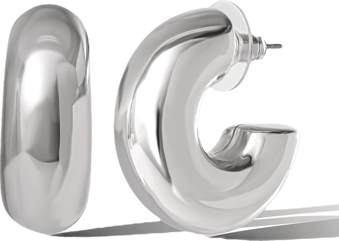 Silver Chunky Hoop Earrings