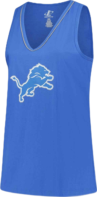Women's Blue Detroit Lions Plus Size Stellar Win V-Neck Tank Top