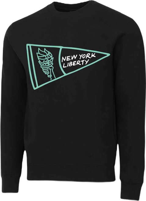Men's and Women's Black New York Liberty Pennant Crewneck Pullover Sweatshirt
