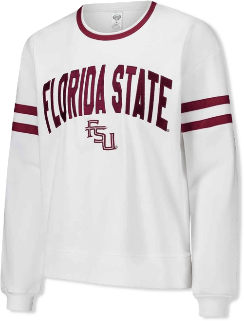 Women's White Florida State Seminoles Borough French Terry Arch Over Long Sleeve Top