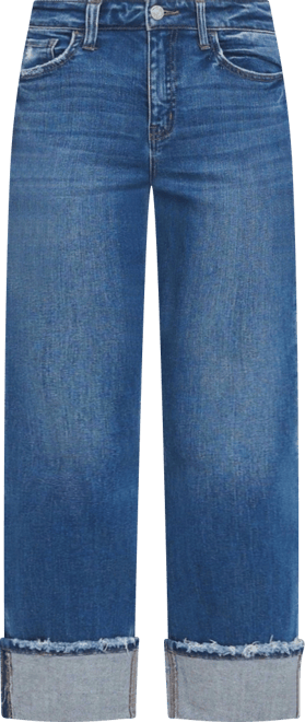 Women's High Rise Cuffed Straight Jeans