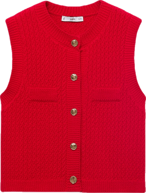 Women's Buttoned Chunky-Knit Vest