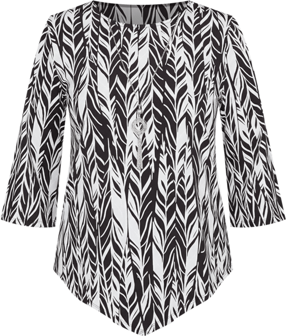 Women's Classic Puff Print Abstract Feather Top