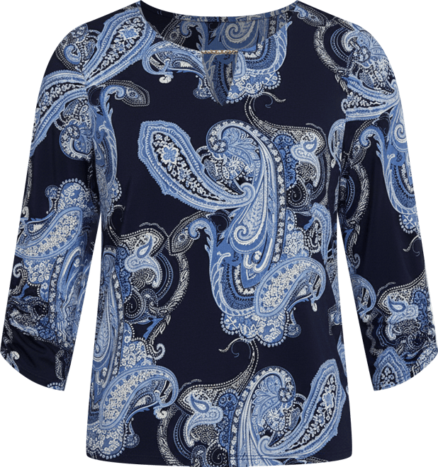 Women's Classic Puff Print Paisley Gold Foil Top