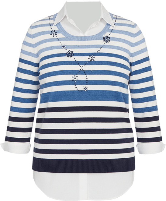 Women's Classic Ombre Stripe Two in One Sweater