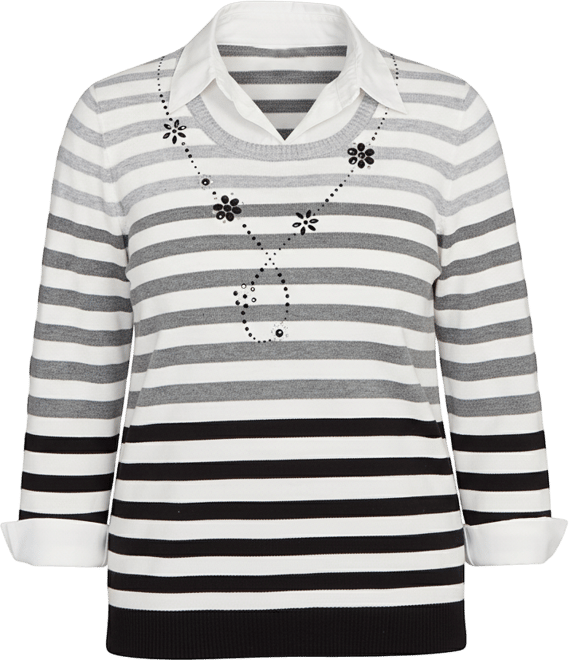 Women's Classic Ombre Stripe Two in One Sweater