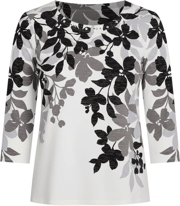Women's Classic Shadow Leaf Three Quarter Sleeve Top
