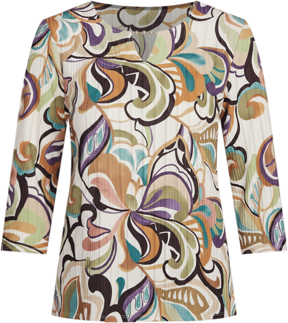 Women's Classic Abstract Scroll Split Neck Top