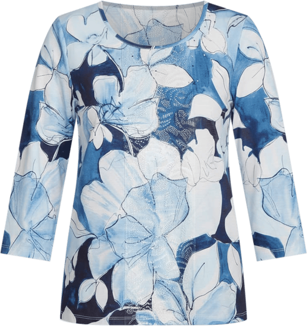 Women's Classic Monotone Floral Embellished Top