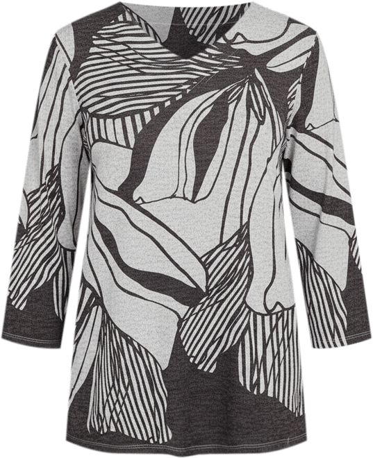 Women's Classic Abstract Floral Stripe V-Neck Top