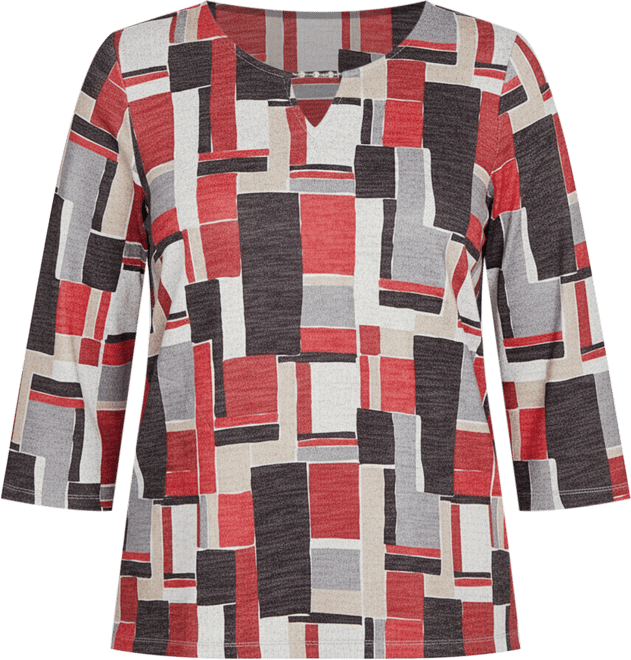 Women's Classic Color Block Split Beaded Neck Top