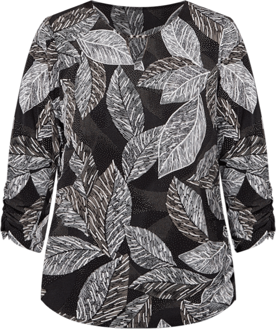 Women's Classic Puff Print Leaf Top