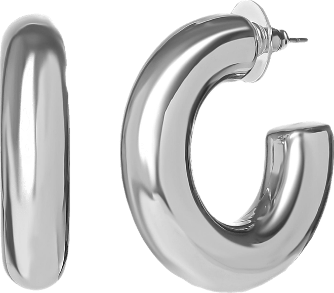 Mini Chunky Silver Hoop Earrings