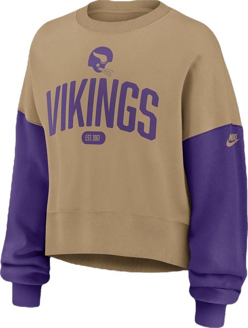 Women's Tan Minnesota Vikings Oversized Rewind Pullover Sweatshirt