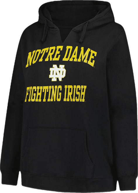 Women's Black Notre Dame Fighting Irish Plus Size Heart Soul Notch Neck Pullover Top