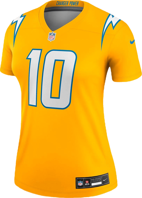Women's Justin Herbert Gold Los Angeles Chargers Alternate Charger Power Legend Player Performance Top