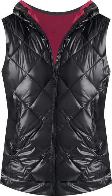 Women's Quilted Curved-Hem Hooded Vest