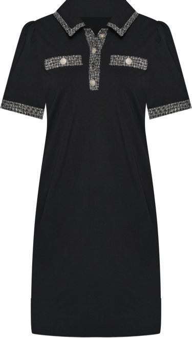 Women's Tweed-Trim Button-Front Dress