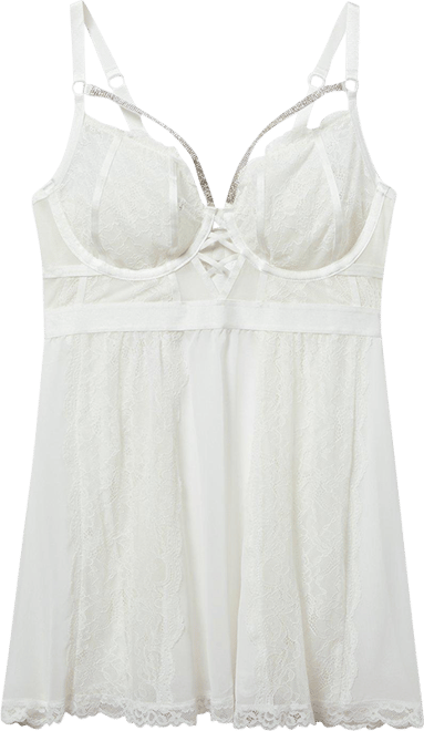 Diamante Lace Underwire Babydoll