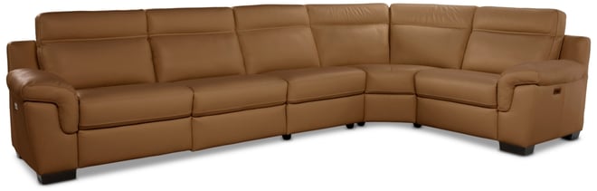 Julius Ii 5-Pc. Leather L Sectional with 3 Power Recliners, Macy's Exclusive