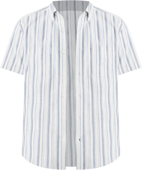 Men's Short Sleeve Striped Button-Down Oxford Shirt