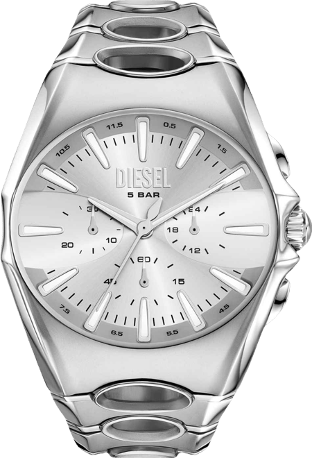 Men's D-Curve Quartz Chronograph Silver Stainless Steel Watch, 48mm