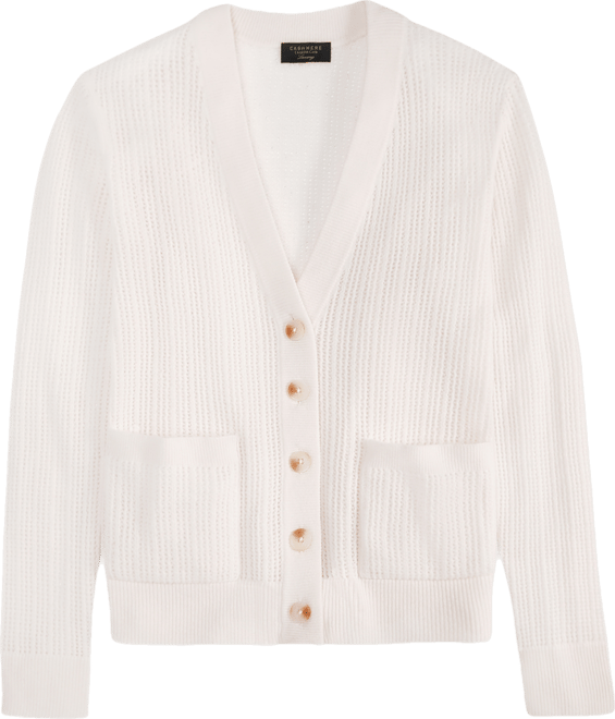 Women's 100% Cashmere Pointelle Boyfriend Cardigan, Macy's Exclusive