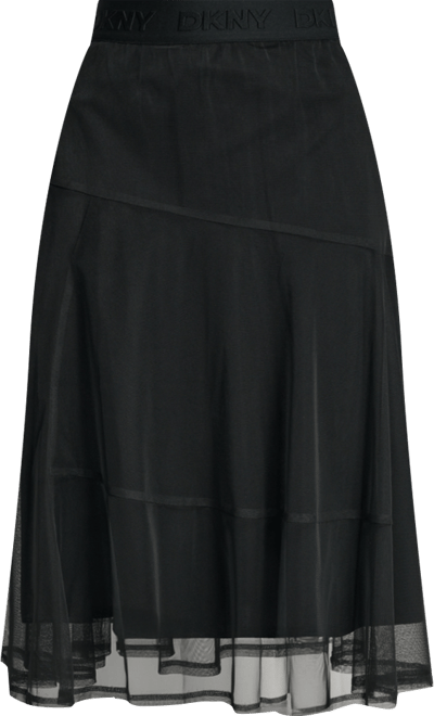 Women's Layered Mesh Logo-Tape Midi Skirt