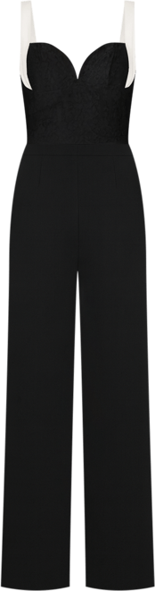 Women's Lace Insert Flared Jumpsuit