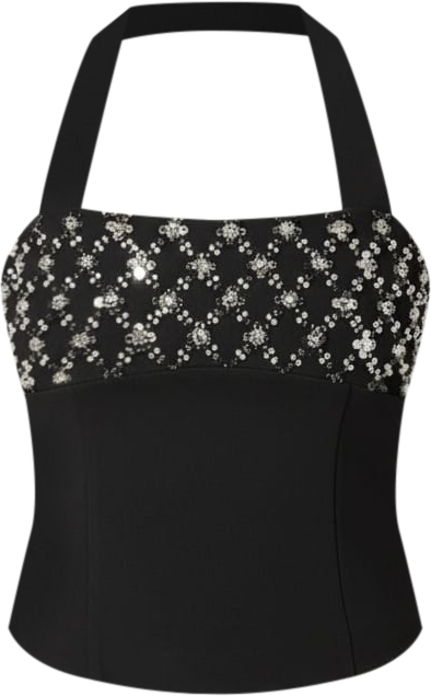 Women's Halter Neck Bead Sequin Top
