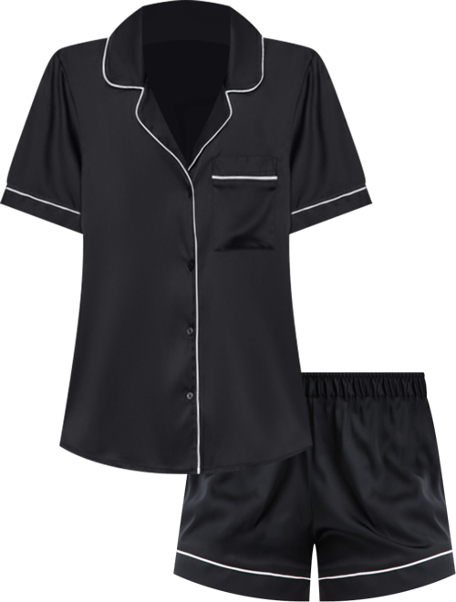 I.n.c International Concepts Women's Stretch Satin Short-Sleeve Pajama Set, Exclusively at Macy's