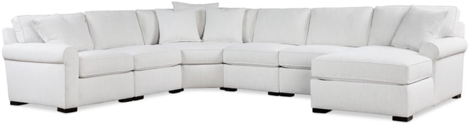 Radley Roll Arm 146" 6-Pc. Fabric Chaise Sectional with Wedge, Exclusively at Macy's