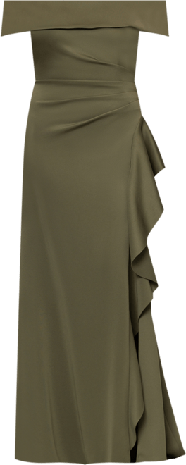 Women's Off-The-Shoulder Ruffled Side-Slit Gown