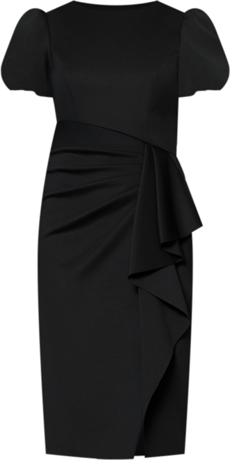 Women's Draped Puff-Sleeve Sheath Dress