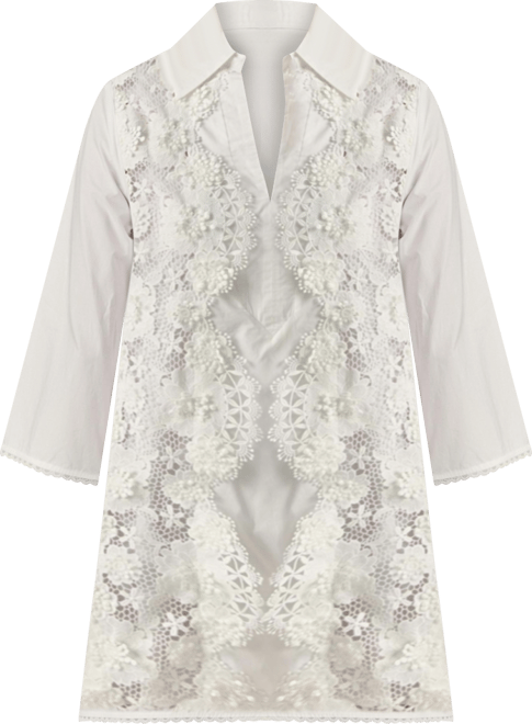 Women's Lace Trimmed Shirt Mini Dress