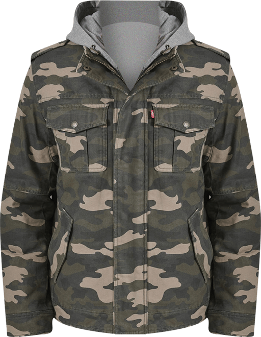 Levi's® Mens Hooded Midweight Utility Jacket, Color: Camouflage