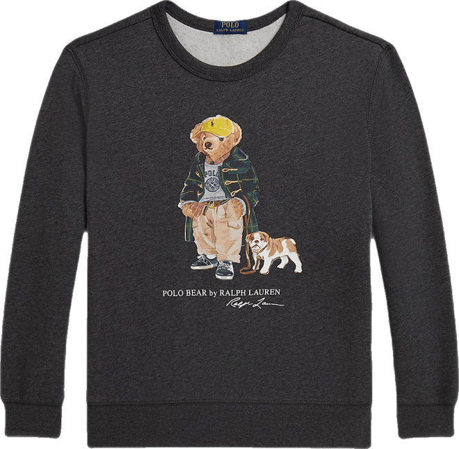 Big Boys Polo Bear Heathered Fleece Sweatshirt