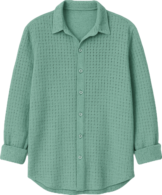 Men's Sea Green Hollow Knit Oversized Shirt