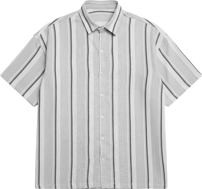 Men's Ash Grey Unbalanced Striped Shirt