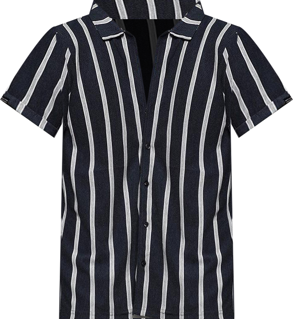 Men's Prussian Blue Contrast Halo Striped Shirt