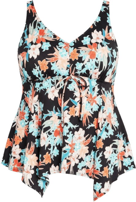 Women's Plus Size Sharkbite Print Tankini Top