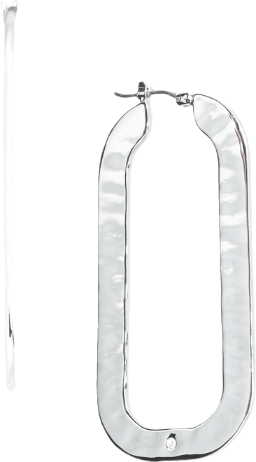 Silver-Tone Rounded Rectangle Hoop Earrings, Macy's Exclusive