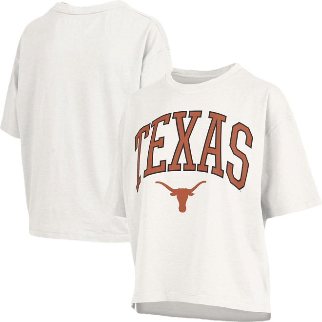 Women's White Texas Longhorns Nelson Arch Over Logo Waist Length Oversized Slub T-Shirt