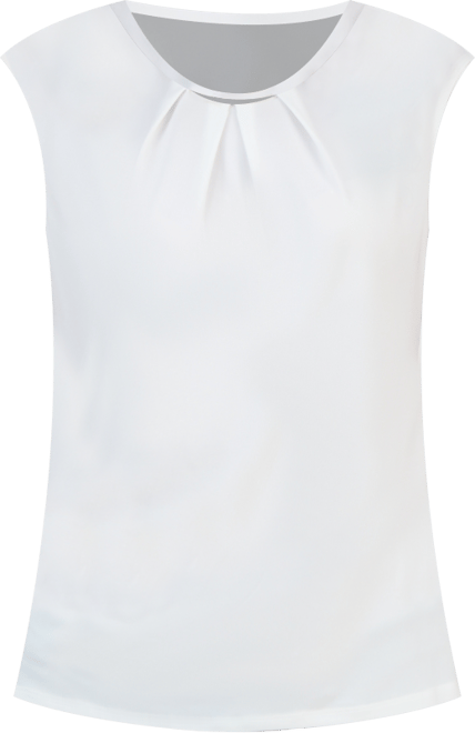 Scoop-Pleat-Neck Cap-Sleeve Blouse, Regular & Petite