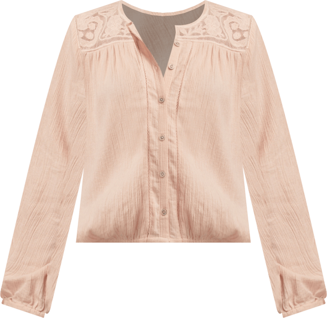 Women's Long Sleeve Pintuck Bubble Top