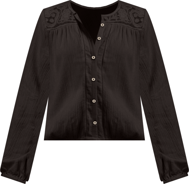 Women's Long Sleeve Pintuck Bubble Top