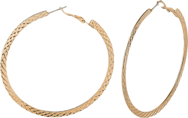 Textured Gold-Tone Large Hoop Earrings