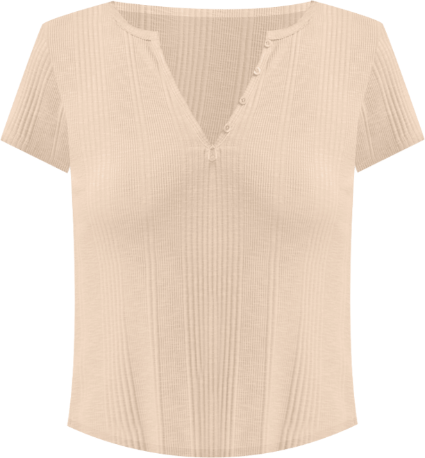 Women's Short Sleeve Henley Neck Top